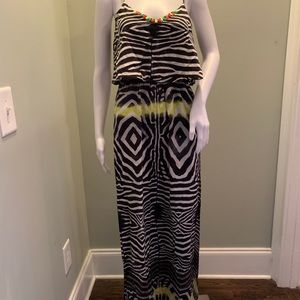 Line&Dot Zebra Print Neon Maxi Dress Small